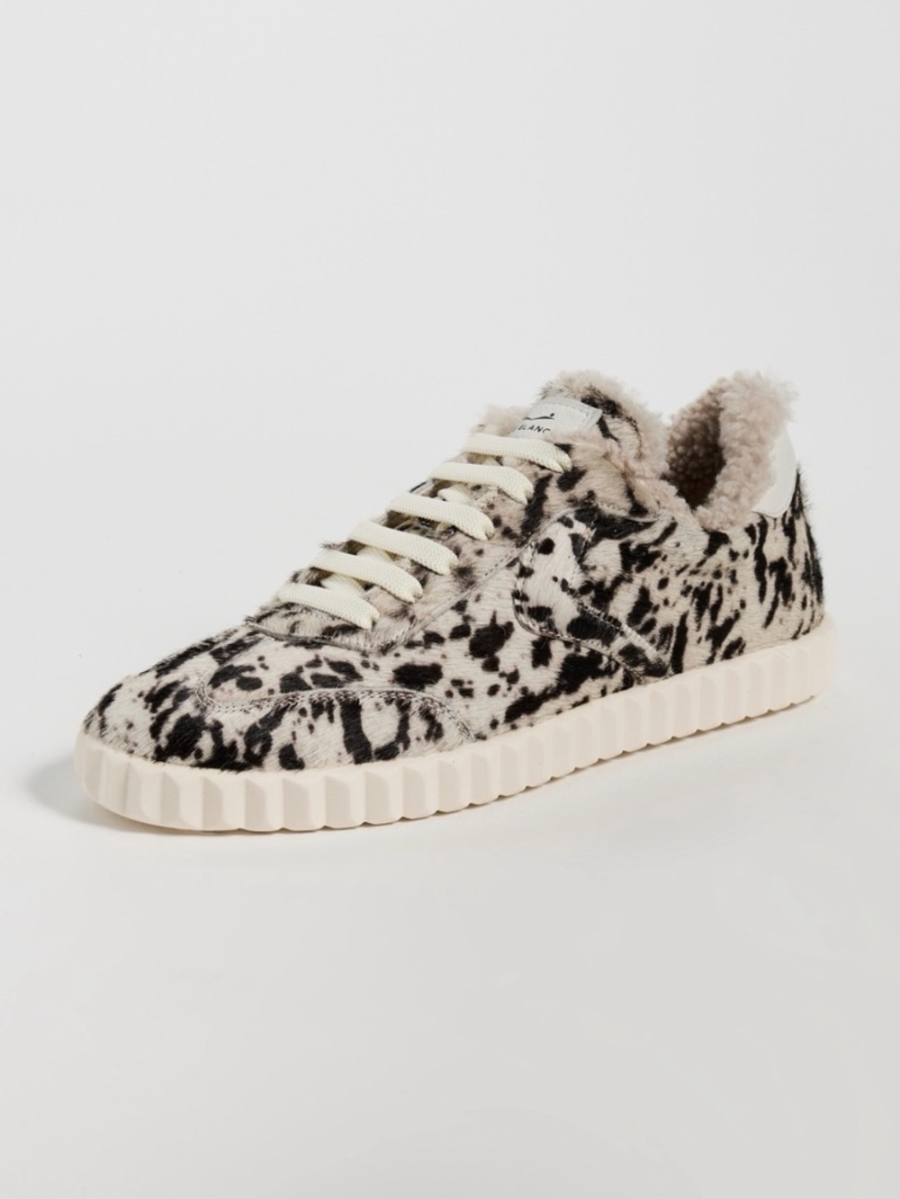NEW Voile Blanche Ines Leopard Hair Calf Sherpa-Lined Black & White Sneakers